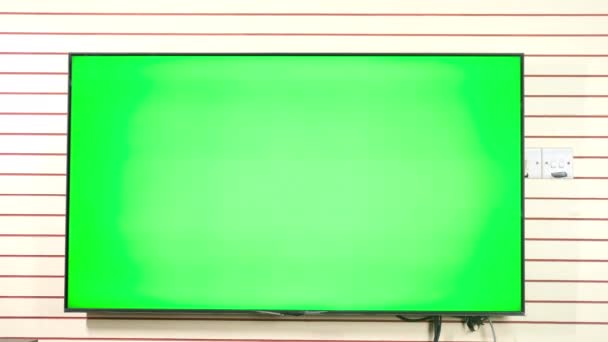 TV com tela verde Mock Up Against Wall  - Filmagem, Vídeo