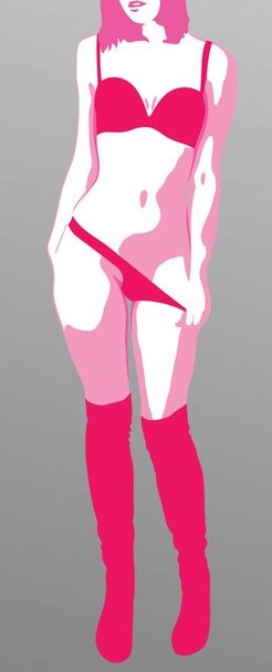 Color illustration of woman in lingerie silhouette vector - Vector, Image