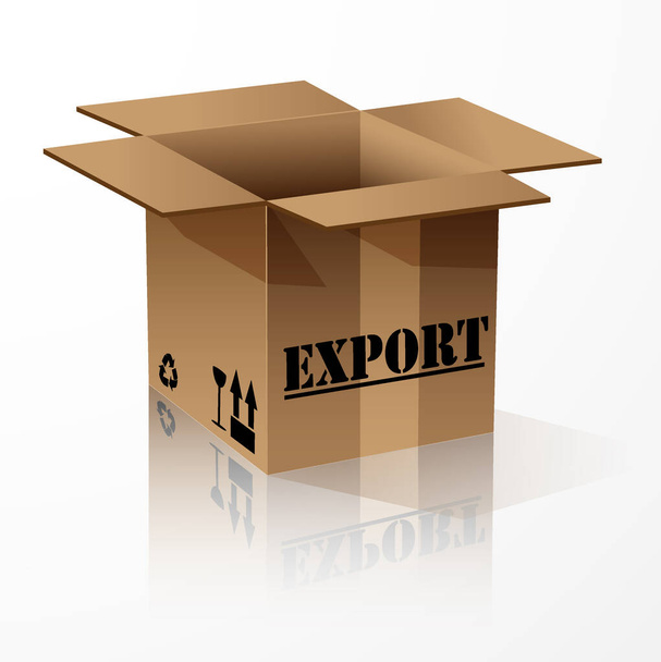 Word export na kartonové krabici, zásilka zásilky zásilky v kartonové krabici - Vektor, obrázek
