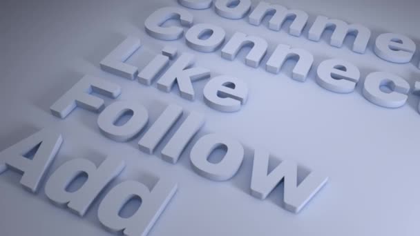 White signboard Social Media buzzwords words words words model 3d render flat b - Materiał filmowy, wideo