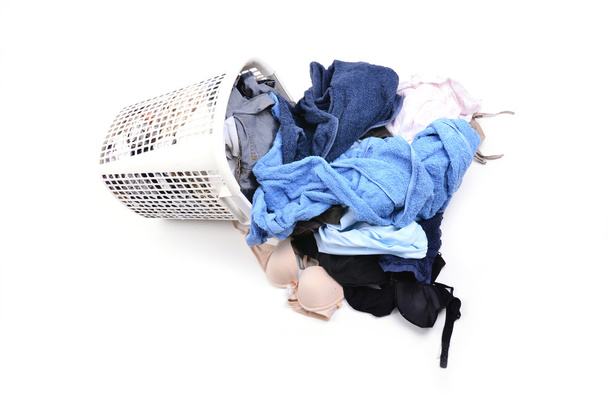unwashed cloth in basket - Photo, Image