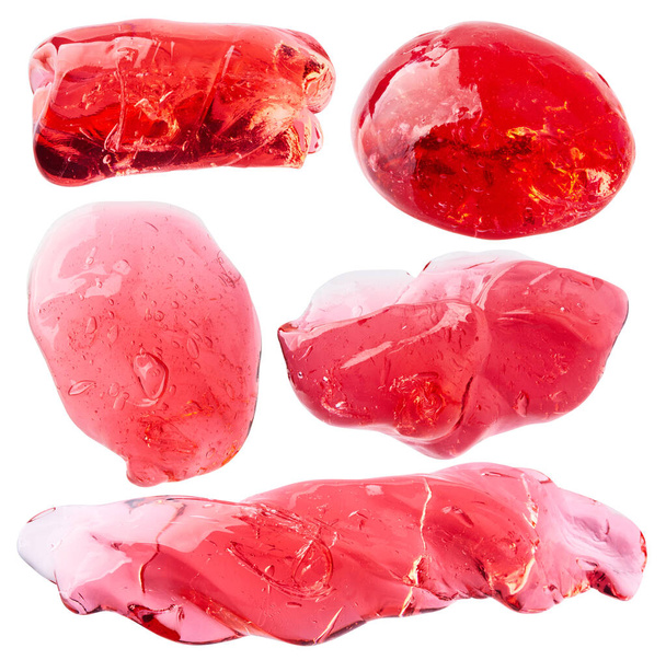 Conjunto de slimes transparentes vermelhos para crianças, brinquedo engraçado popular isolado no fundo branco - Foto, Imagem