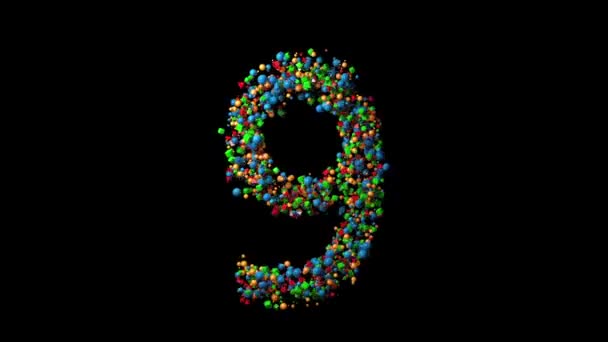 Abstraktes Countdown-Intro mehrfarbige Perlen Perlen Schmuck Zahlen 10 zehn zählen - Filmmaterial, Video