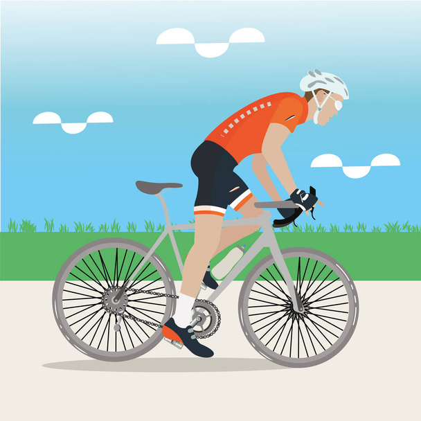 Ποδηλάτης με ποδήλατο δρόμου - Διάνυσμα, εικόνα