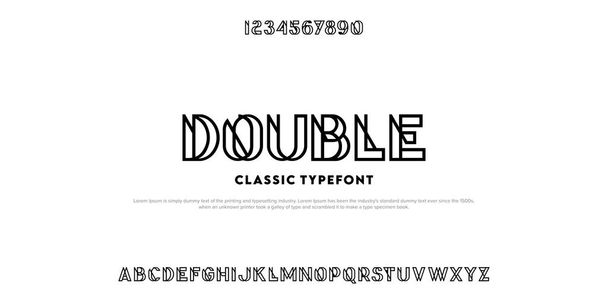 Tipo de letra abecedario de doble línea moderno juego de fuentes abstractas. - Vector, imagen
