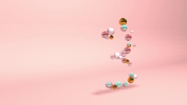 Abstract number digit 3 three with beads pearls balls on pink background animati - Footage, Video
