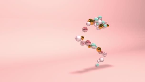 Abstract alphabet letter S with beads pearls balls on pink background animation  - Footage, Video