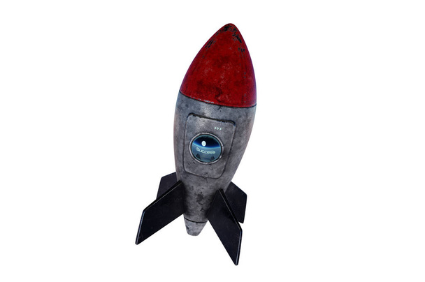 Ракета, икона. 3D иллюстрация, Concept Star up, SUCCESS - Фото, изображение