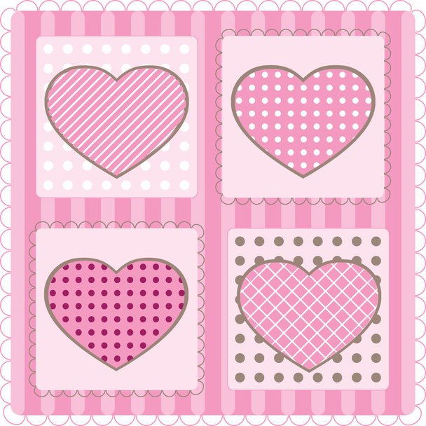 Card with hearts, vector - Vector, Image