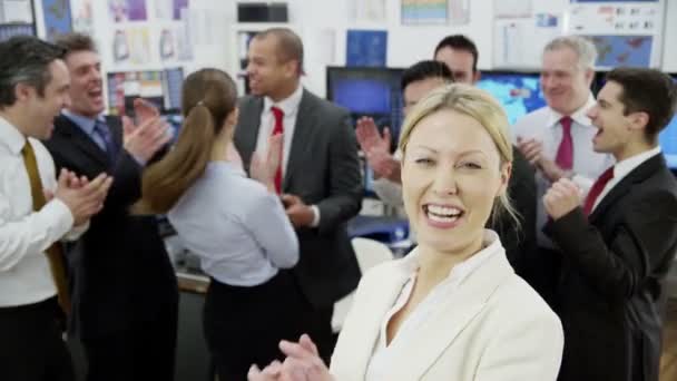 Business team celebrate successful business venture - Záběry, video