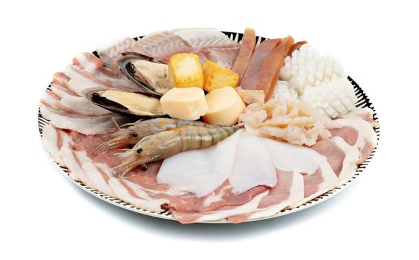 seafood shabu set isolated on white background - Photo, Image