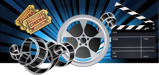 Film Reels and Clapper board  - Vector, Image