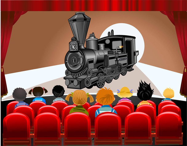 ilustração de crianças sala de cinema  - Vetor, Imagem