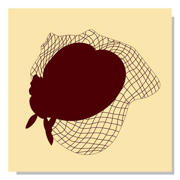 Silhouette of a hat with a veil. Vector illustration of a hat. Lady image. - Vector, Image