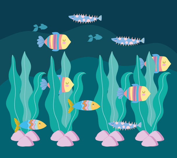 poissons sous-marins algues - Vecteur, image