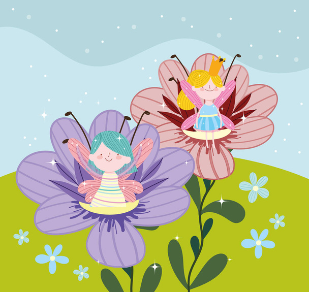 fairies cute flowers - Vector, Image