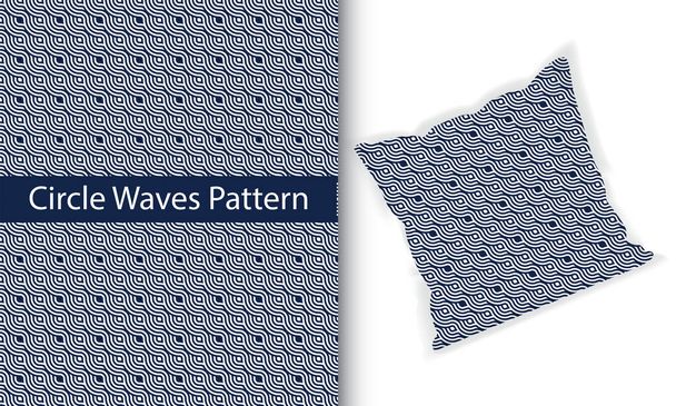 Circle Wave Pattern. Seamless japanese pattern with Square pillow mockup. - Vector, Image