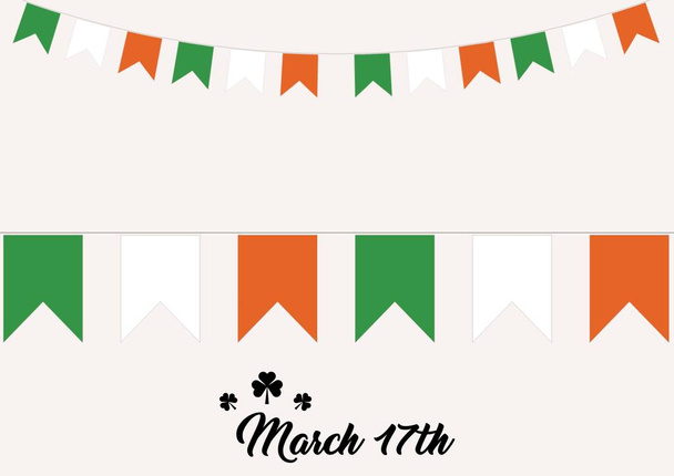 March 17th text with irish flag bunting on white background. celebration saint patrick's day concept digitally generated image. - Fotó, kép