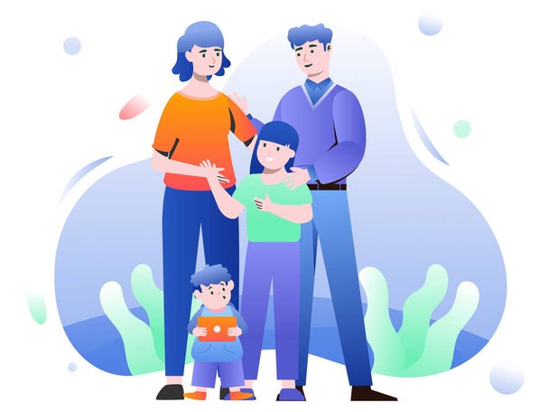 Ilustração Vector Graphic of Parenting, Felicidade dos membros da família vem de uma boa parentalidade. Perfeito para site, landing page, web, app e banner. - Vetor, Imagem