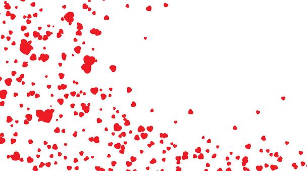 Red hearts petals falling on white background for Valentines Day, shape of heart confetti background. Valentines Day, shape of heart confetti background. - Vector, Image