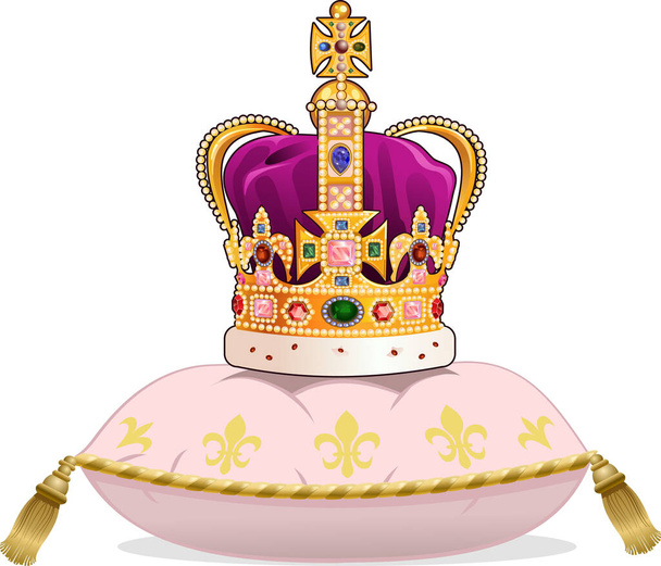 Royal Gold Crown tyynyllä - Vektori, kuva