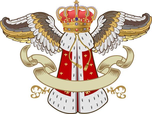 Βασιλικό χρυσό στέμμα και φτερά  - Διάνυσμα, εικόνα