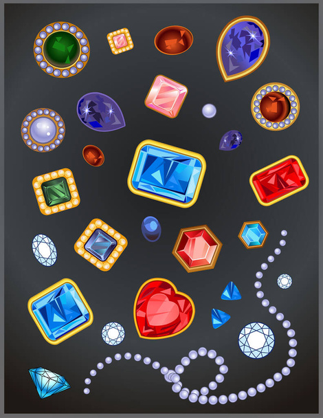 Bright gems on a black background - Vector, Image