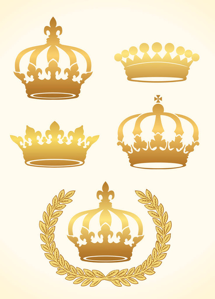 Coroa e coroa. Coroa de ouro real - Vetor, Imagem