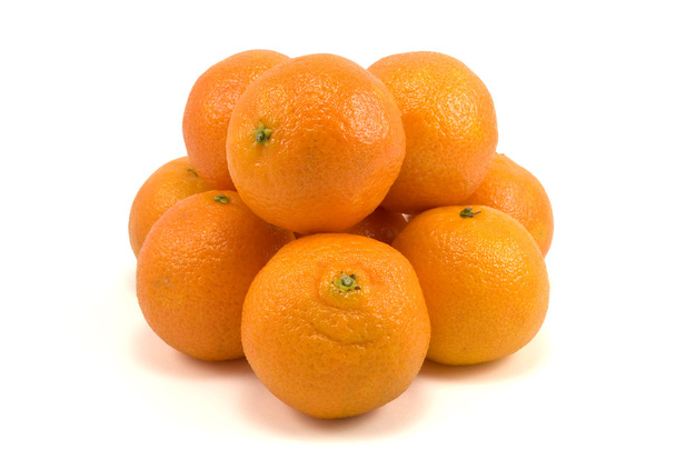 Pile of fresh tangerines on white background - Фото, изображение