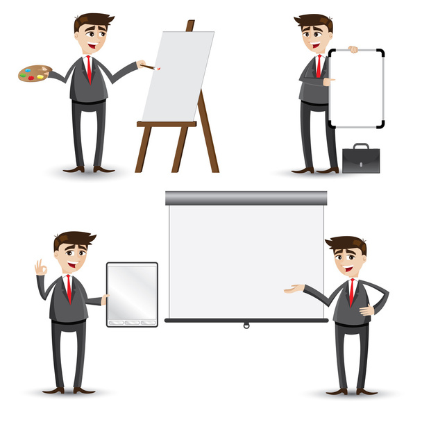 Cartoon zakenman presentatie instellen - Vector, afbeelding