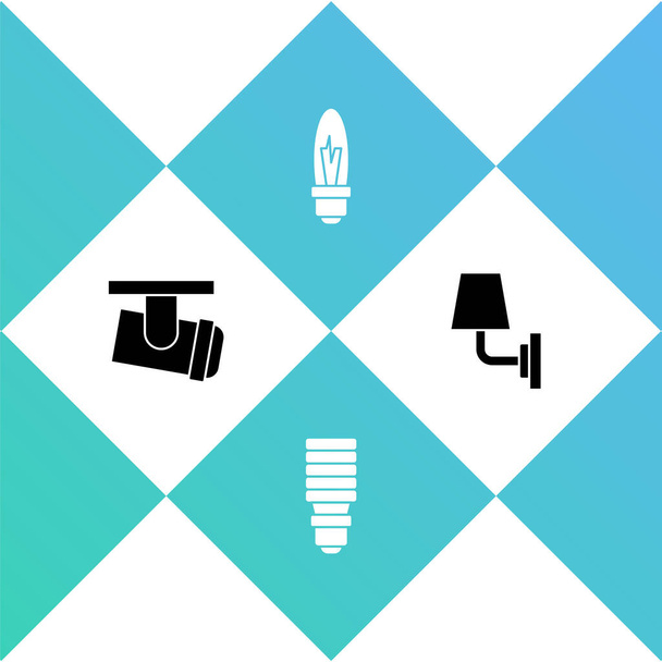 Set Led track lights and lamps, LED bulb, Light and Wall or sconce icon. Vector - Vector, Image