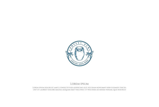 Antika Bal Arısı Çiftliği Ürün Etiketi Logo Tasarım Vektörü - Vektör, Görsel