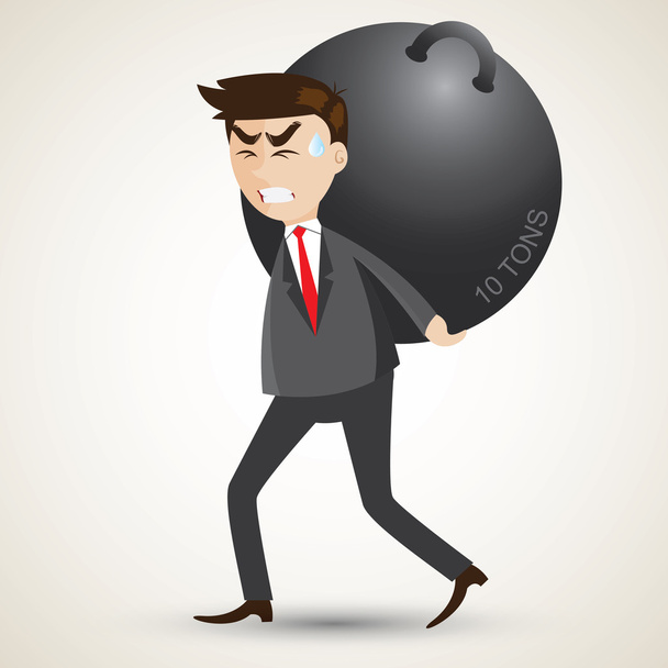 hombre de negocios de dibujos animados llevar esfera de acero
 - Vector, imagen