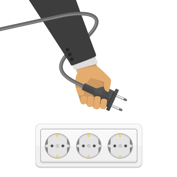 Electric plug in hand. - Vector, Image