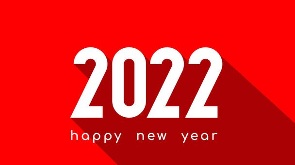 Simple flat unique new year 2022 design, 2022 number text illustration with outdoor shadow on festive red background - Vector, Image