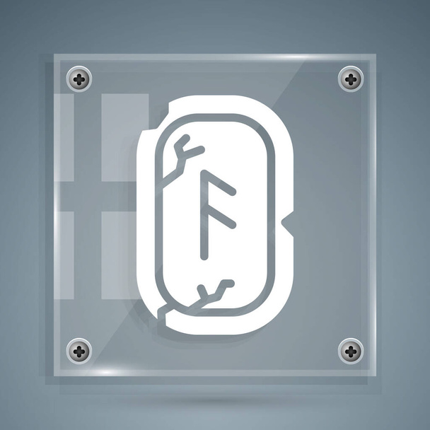 White Magic runes icon isolated on grey background. Square glass panels. Vector. - Vector, Image