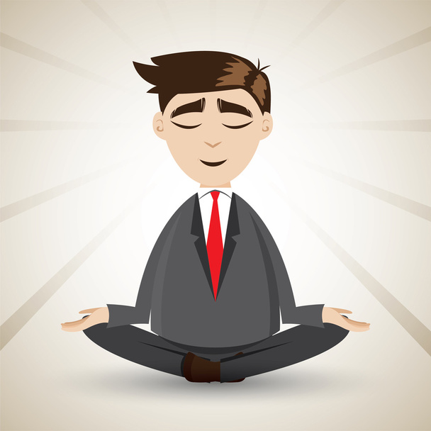 hombre de negocios de dibujos animados relajarse con la meditación
 - Vector, Imagen