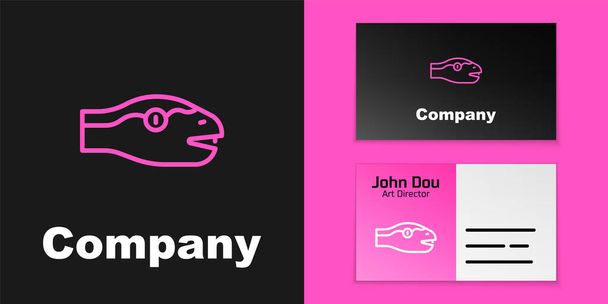 Pink line Snake icon isolated on black background. Logo design template element. Vector. - Vector, Image
