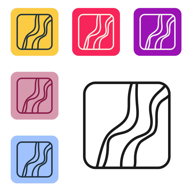 Icono de huella de pata de serpiente de línea negra aislado sobre fondo blanco. Establecer iconos en botones cuadrados de color. Vector. - Vector, Imagen