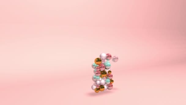 Abstract alphabet letter P with beads pearls balls on pink background animation  - Footage, Video