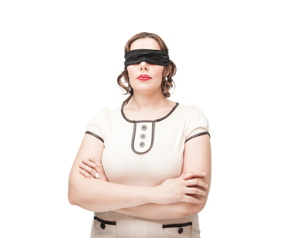 Blindfold plus size woman - Foto, Bild