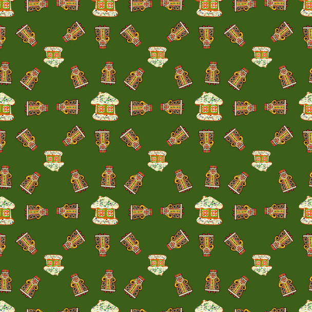 Gember honing peperkoek in de vorm van het huis van Sint Nicolaas. Peperkoek patroon. - Foto, afbeelding