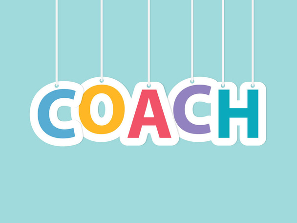 coach szó készült színes lógó betűkkel - vektor illusztráció - Vektor, kép