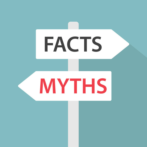 Wegweiser mit Fakten und Mythen - Vektorillustration - Vektor, Bild
