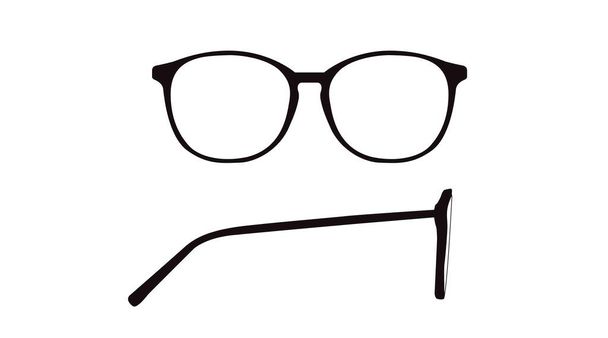 Wektor odizolowany Ilustracja ramki okularów. Czarne okulary Ramka z przodu i z boku - Wektor, obraz