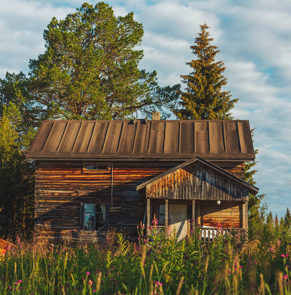 ξύλινο σπίτι στην άγρια φύση - Φωτογραφία, εικόνα