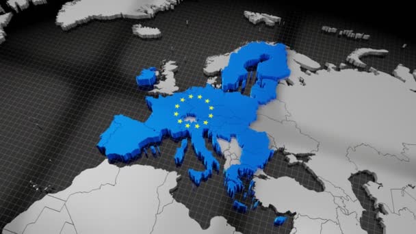 Carte et drapeau de l'Union européenne - animation 4K (3840x2160 px), rendu 3D. - Séquence, vidéo