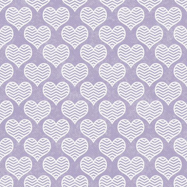 Purple and White Chevron Hearts Pattern Repeat Background - Photo, Image