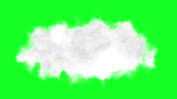 Biały puszysty chmura zielony ekran chroma klucz animacja pętli - Materiał filmowy, wideo