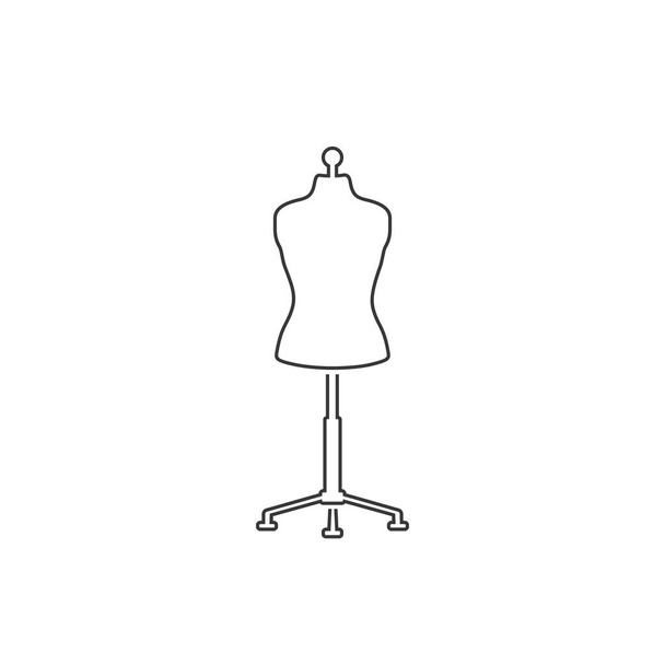 Ikona šití panenky. Vektorová ilustrace figuríny izolována. Módní návrhář - Vektor, obrázek